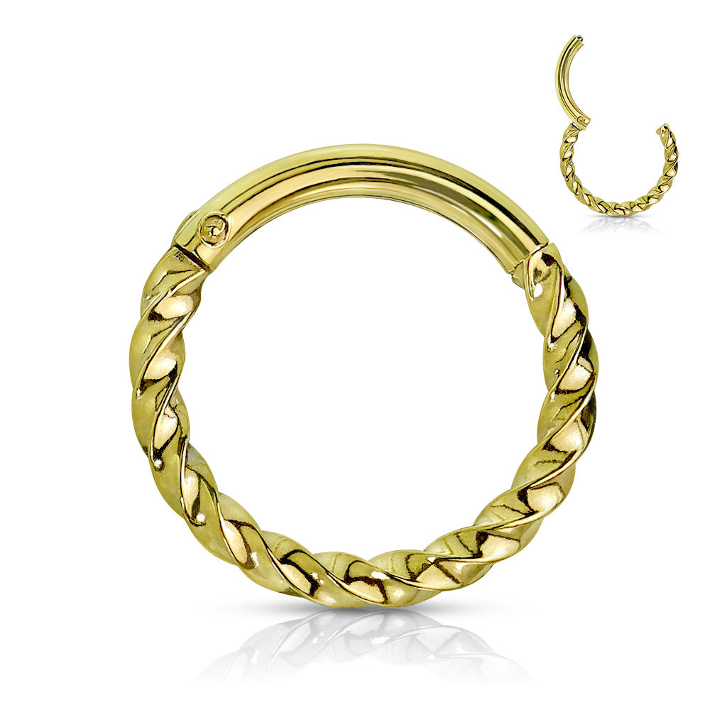 1pc Twisted Style Hinged Segment Ring Septum Clicker 316L Surgical Steel