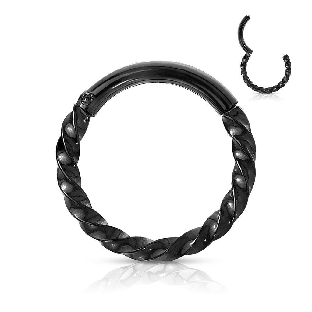 1pc Twisted Style Hinged Segment Ring Septum Clicker 316L Surgical Steel