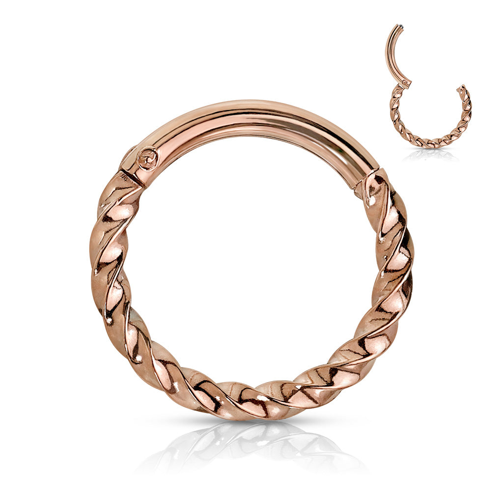 1pc Twisted Style Hinged Segment Ring Septum Clicker 316L Surgical Steel