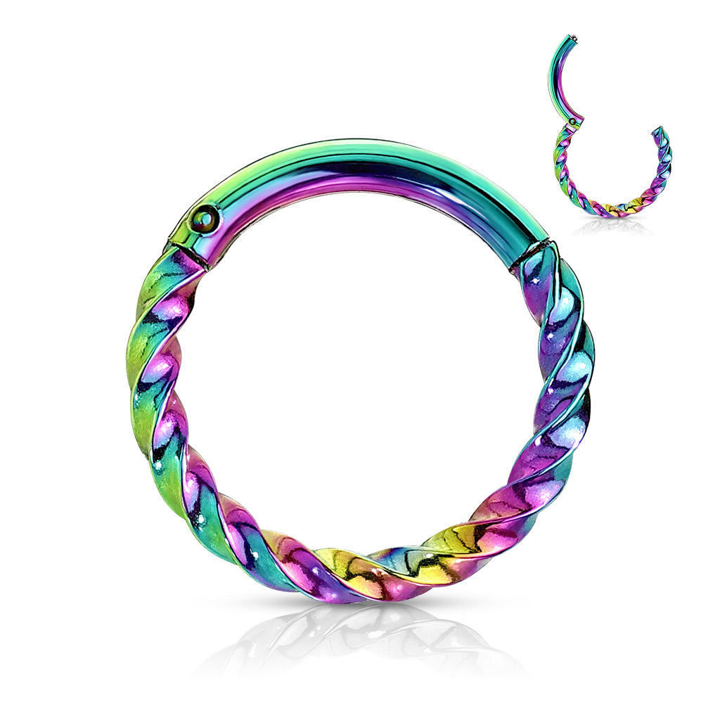 1pc Twisted Style Hinged Segment Ring Septum Clicker 316L Surgical Steel