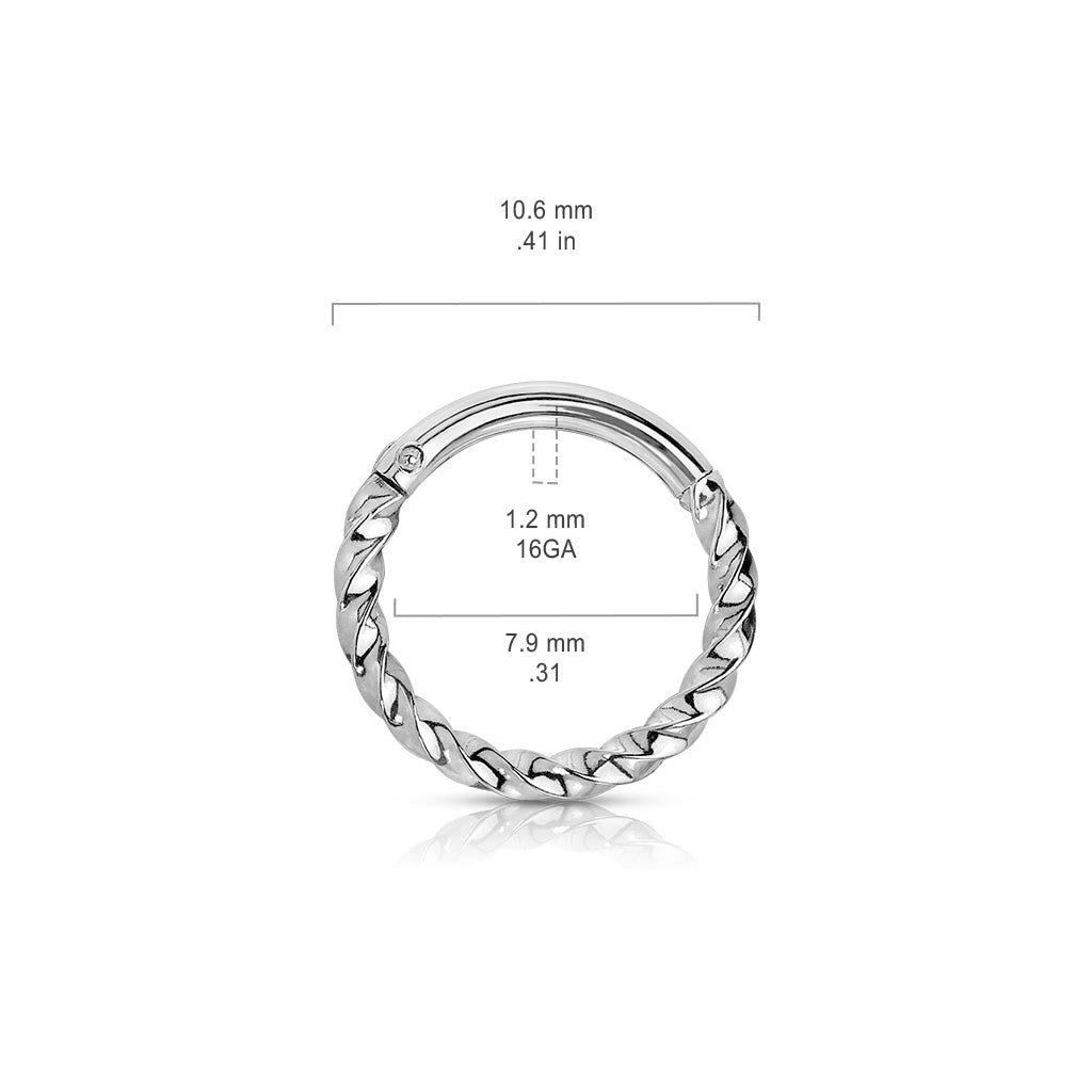 1pc Twisted Style Hinged Segment Ring Septum Clicker 316L Surgical Steel