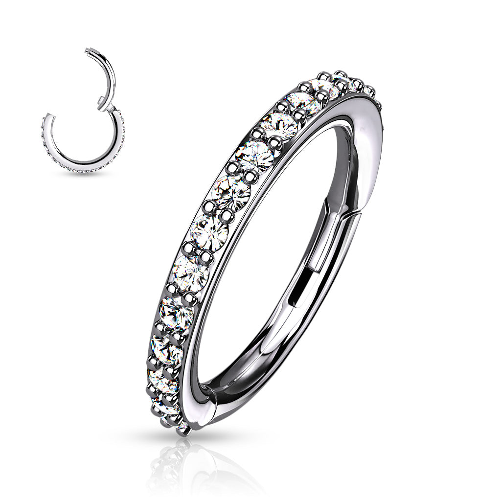 1pc Hinged Segment Ring CNC Set CZ Gems Hoop Helix Daith 316L Surgical Steel