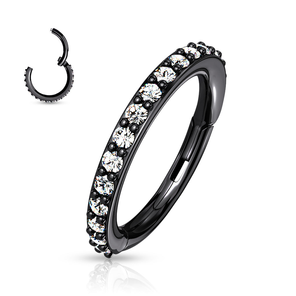 1pc Hinged Segment Ring CNC Set CZ Gems Hoop Helix Daith 316L Surgical Steel