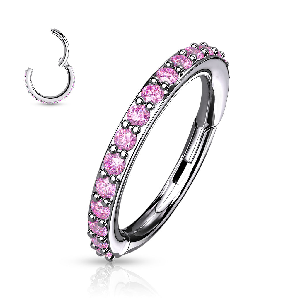 1pc Hinged Segment Ring CNC Set CZ Gems Hoop Helix Daith 316L Surgical Steel