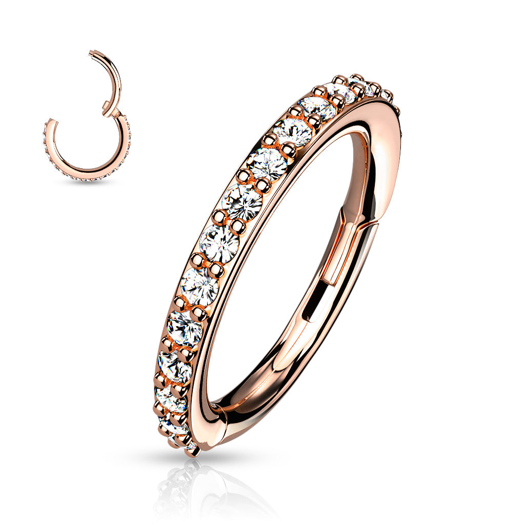 1pc Hinged Segment Ring CNC Set CZ Gems Hoop Helix Daith 316L Surgical Steel