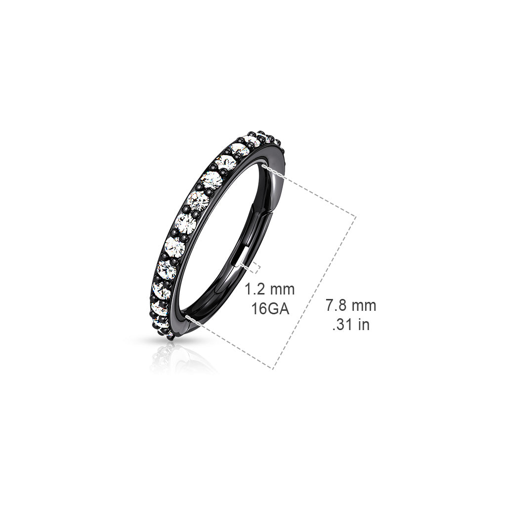 1pc Hinged Segment Ring CNC Set CZ Gems Hoop Helix Daith 316L Surgical Steel