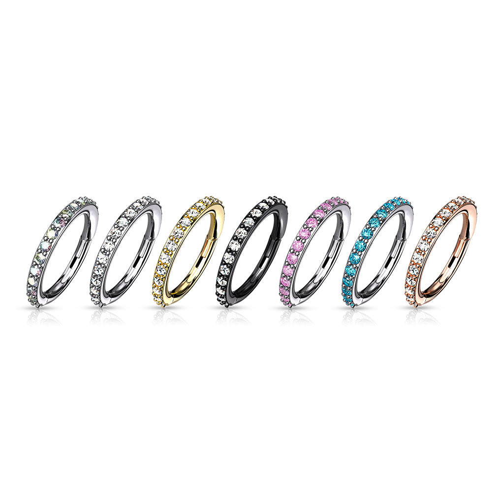1pc Hinged Segment Ring CNC Set CZ Gems Hoop Helix Daith 316L Surgical Steel