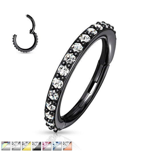 1pc Hinged Segment Ring CNC Set CZ Gems Hoop Helix Daith 316L Surgical Steel