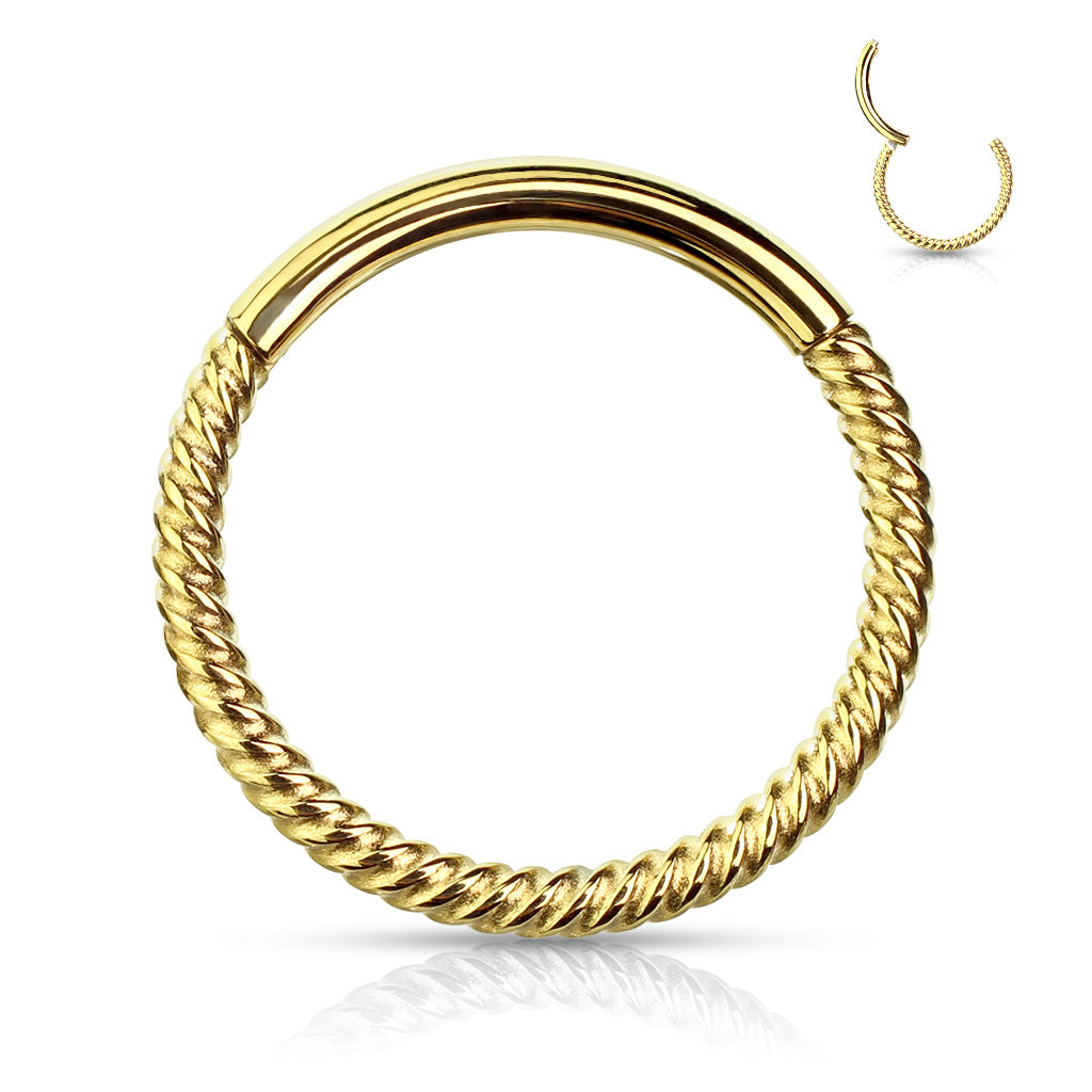 1pc Braided Style Hinged Segment Ring Septum Clicker 316L Surgical Steel