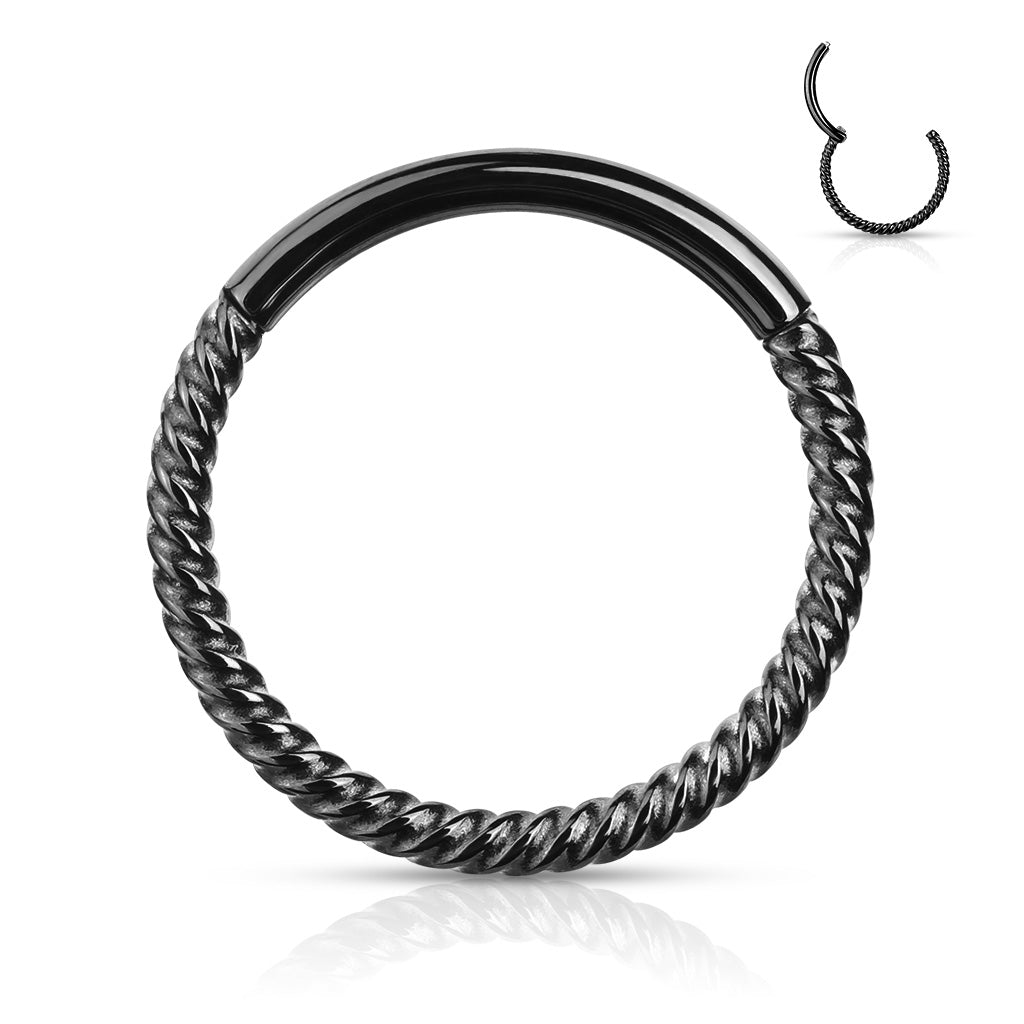 1pc Braided Style Hinged Segment Ring Septum Clicker 316L Surgical Steel