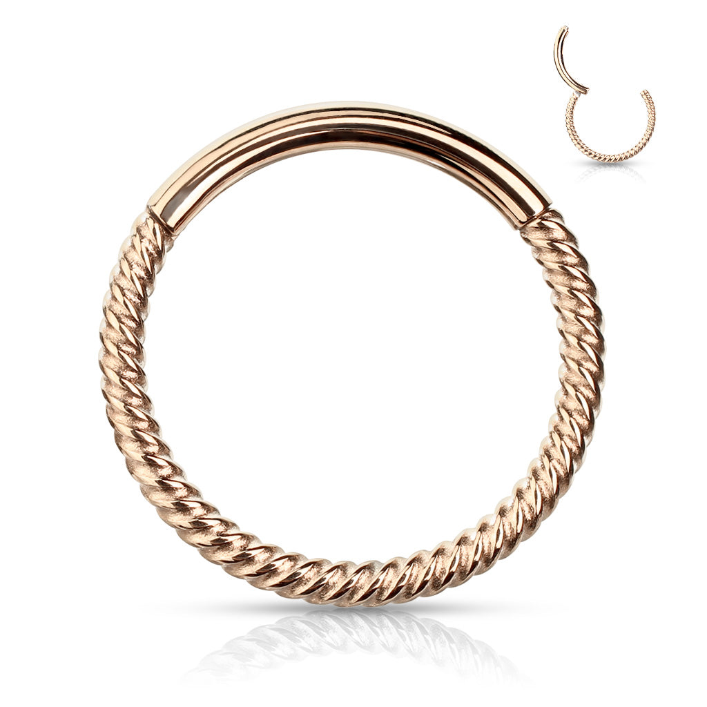 1pc Braided Style Hinged Segment Ring Septum Clicker 316L Surgical Steel