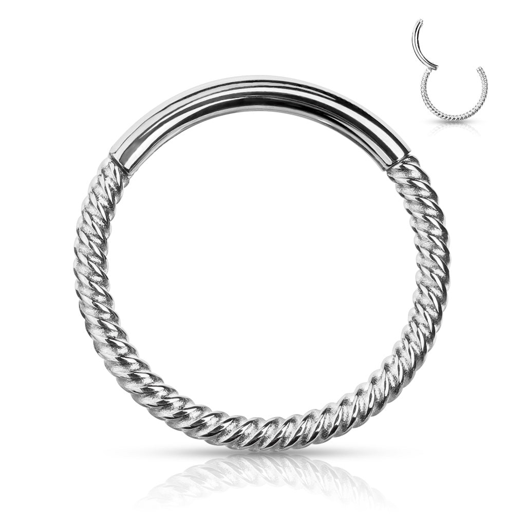 1pc Braided Style Hinged Segment Ring Septum Clicker 316L Surgical Steel