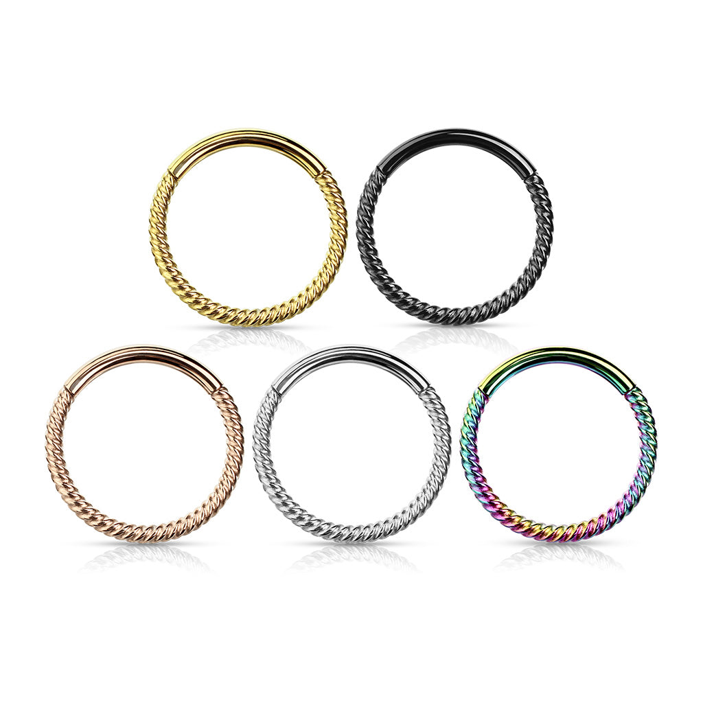 1pc Braided Style Hinged Segment Ring Septum Clicker 316L Surgical Steel