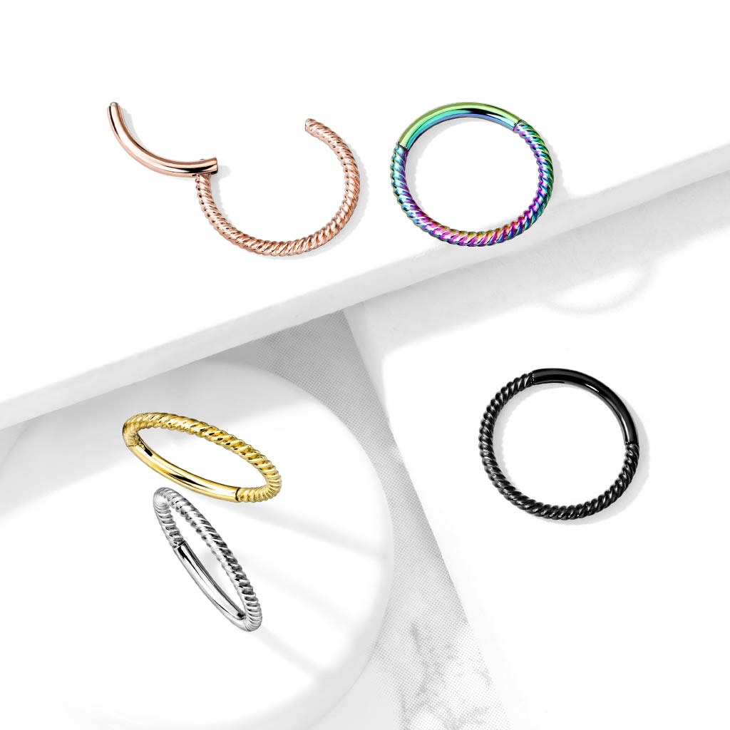 1pc Braided Style Hinged Segment Ring Septum Clicker 316L Surgical Steel