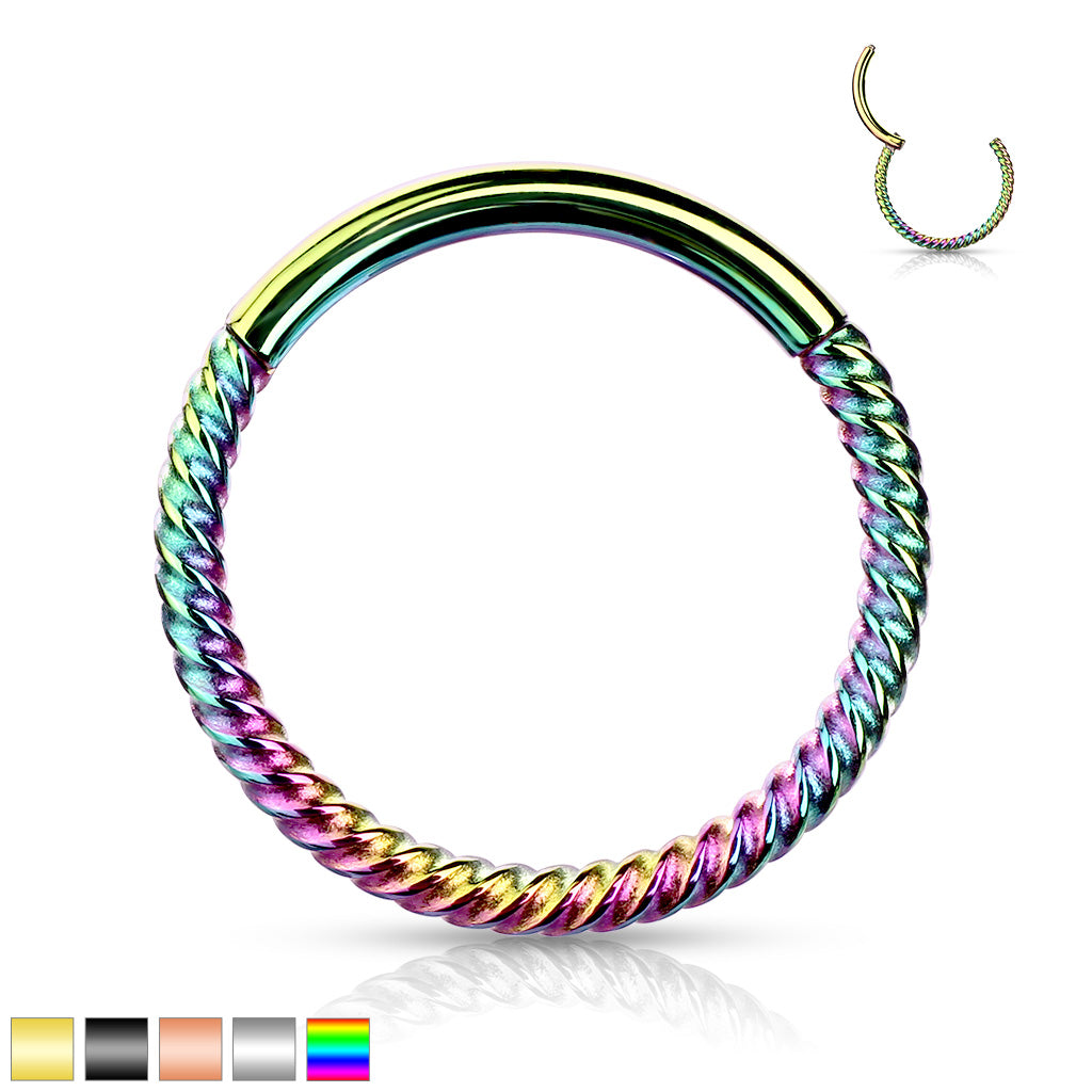 1pc Braided Style Hinged Segment Ring Septum Clicker 316L Surgical Steel