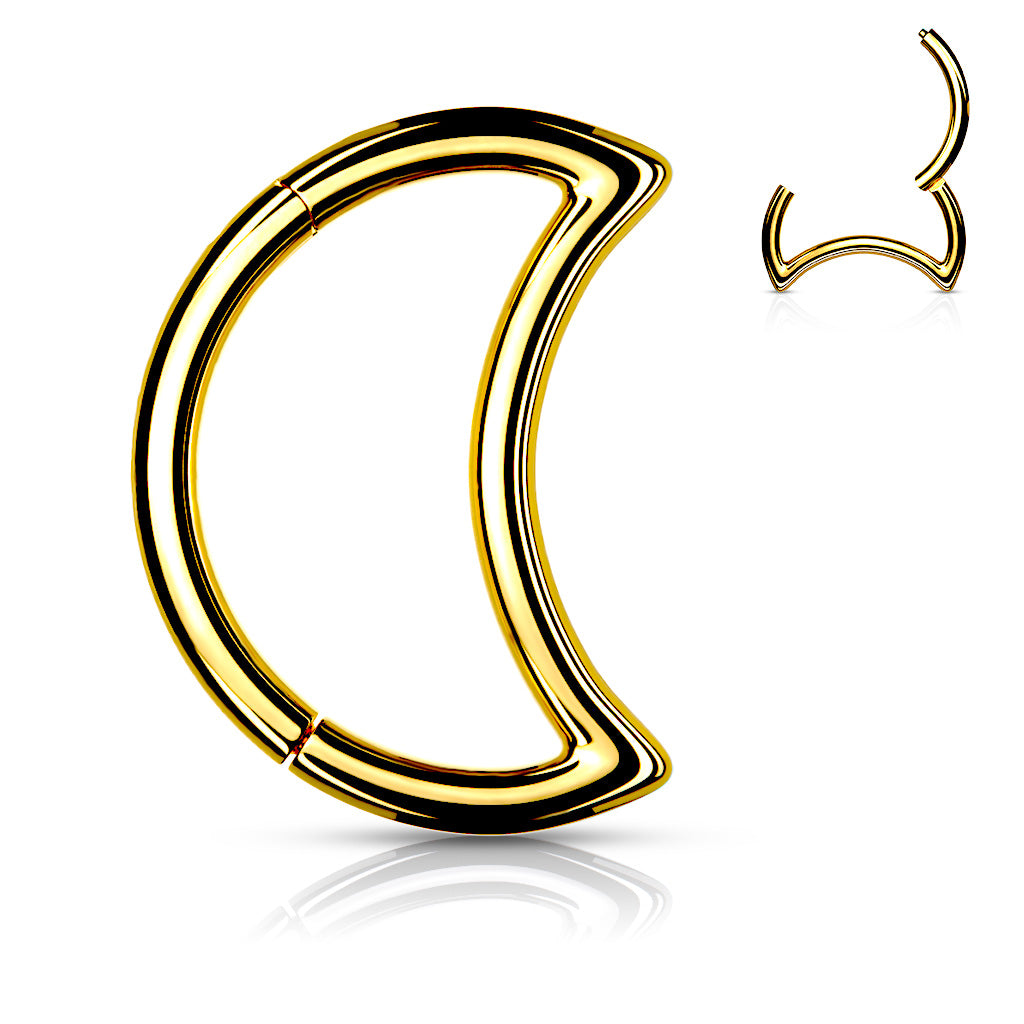 1pc Crescent Moon Hinged Segment Ring Surgical Steel Septum Hoop Helix Daith