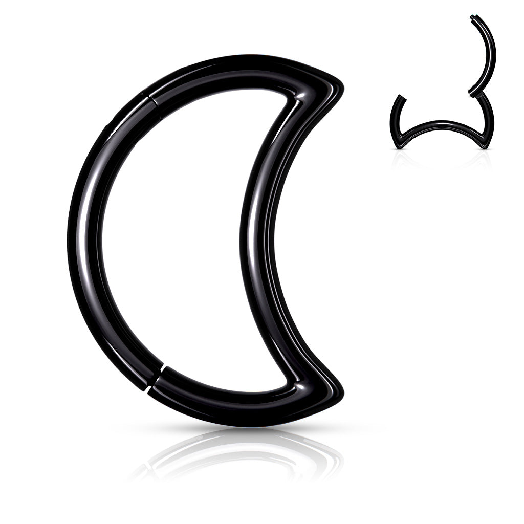 1pc Crescent Moon Hinged Segment Ring Surgical Steel Septum Hoop Helix Daith