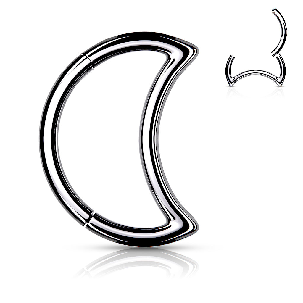 1pc Crescent Moon Hinged Segment Ring Surgical Steel Septum Hoop Helix Daith