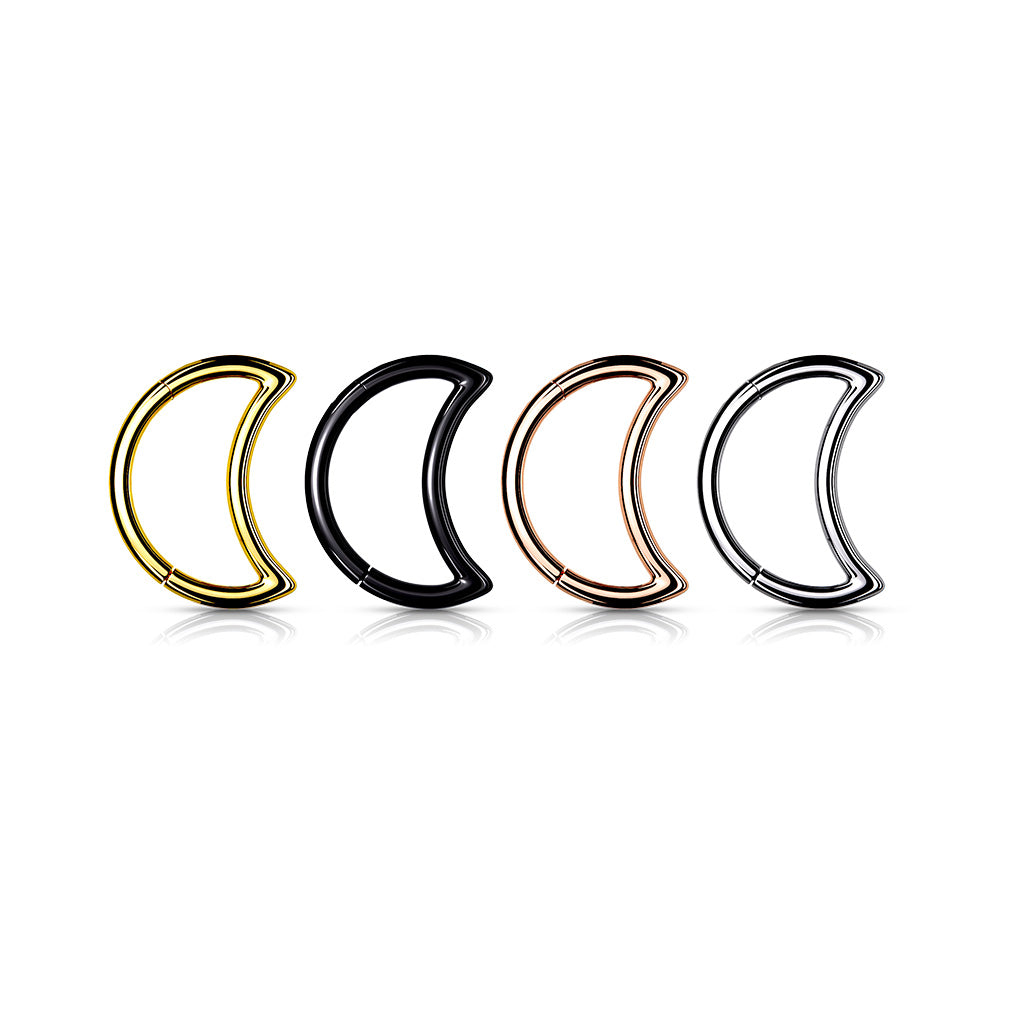 1pc Crescent Moon Hinged Segment Ring Surgical Steel Septum Hoop Helix Daith