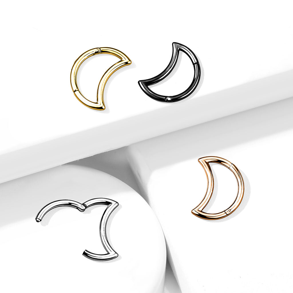 1pc Crescent Moon Hinged Segment Ring Surgical Steel Septum Hoop Helix Daith