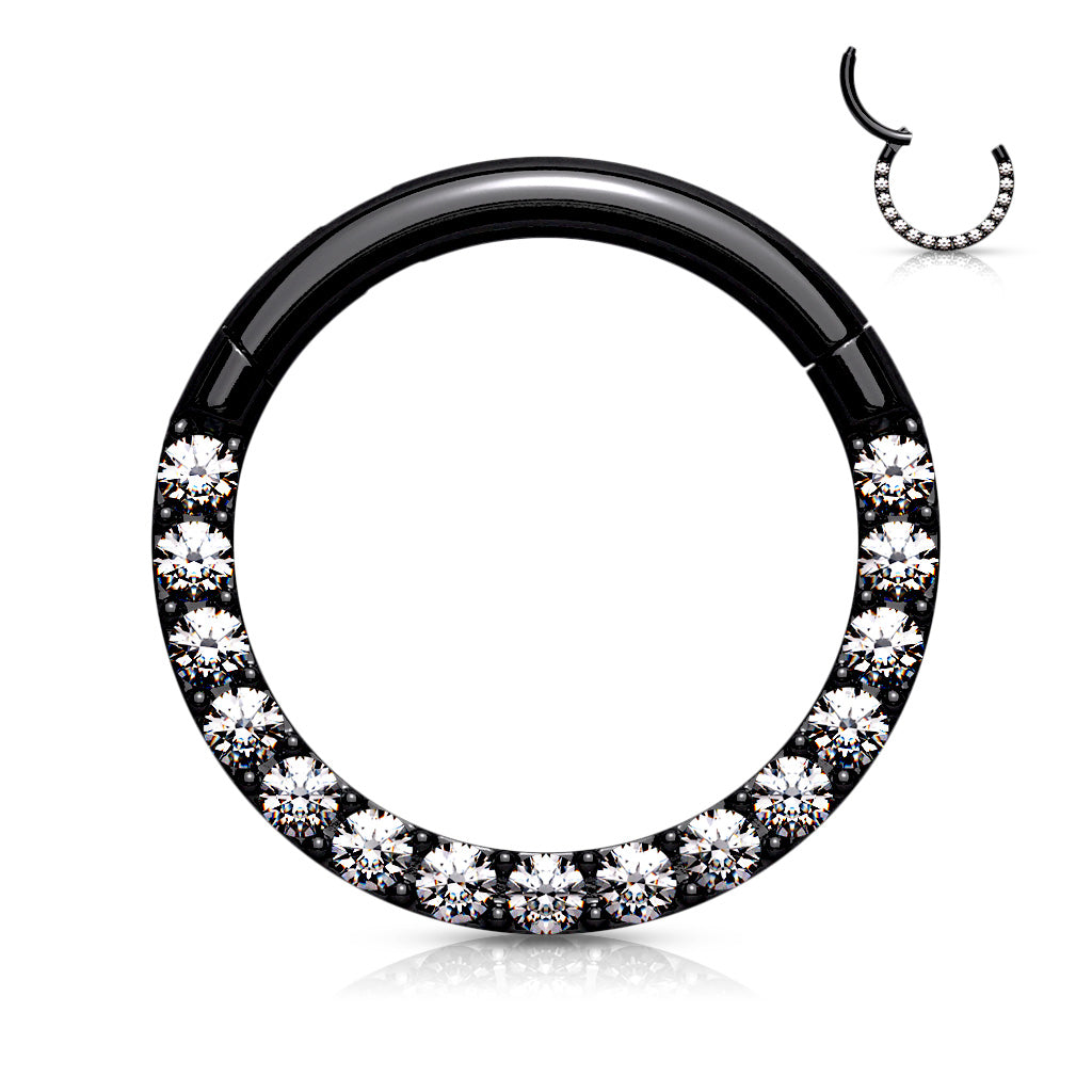 1pc Hinged Segment Ring CNC Set CZ Gem Front Septum Hoop Helix Daith
