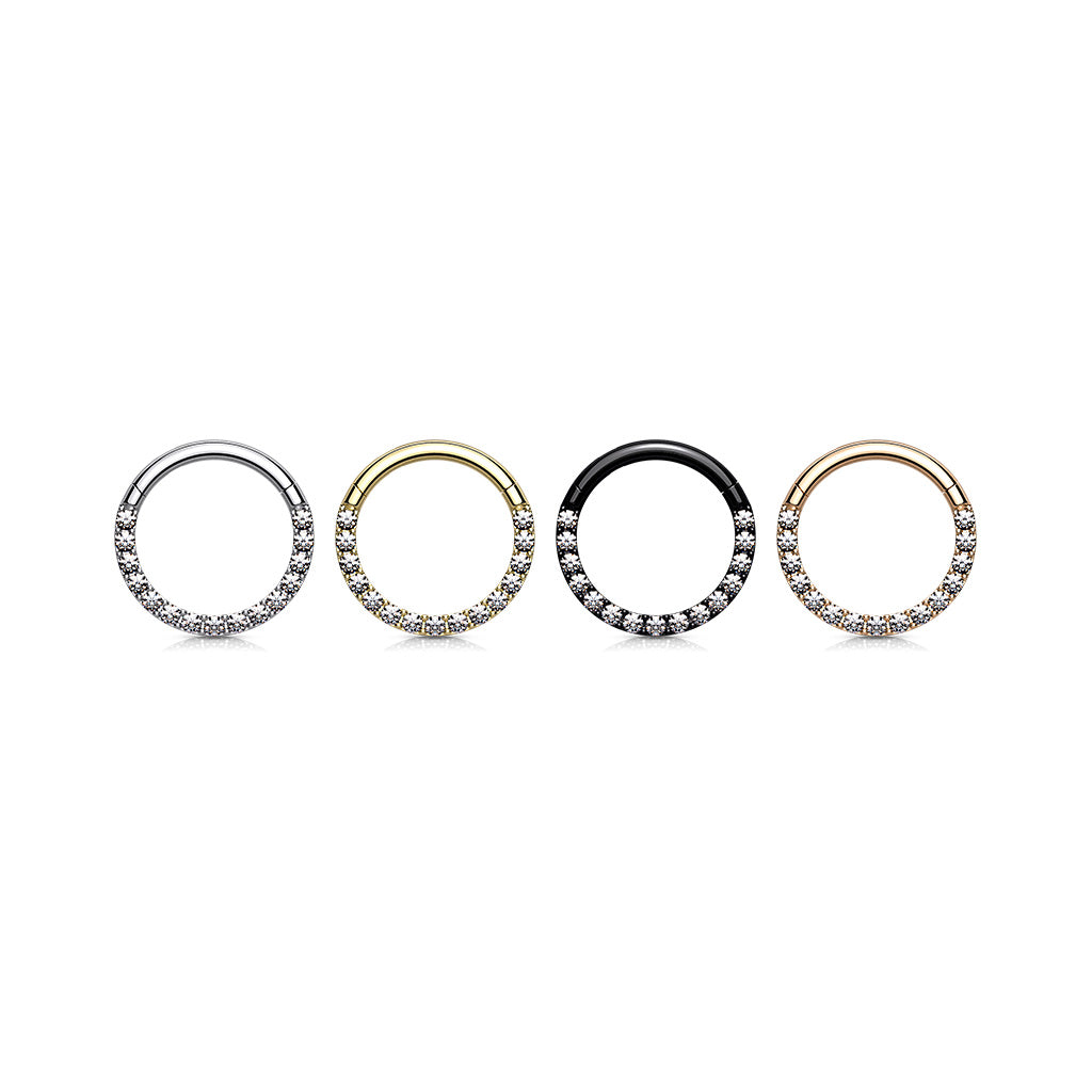 1pc Hinged Segment Ring CNC Set CZ Gem Front Septum Hoop Helix Daith