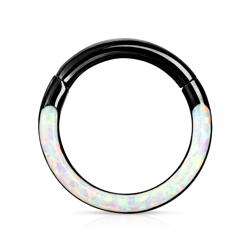 1pc Opal Front Edge Hinged Segment Ring Septum Clicker Daith Hoop 316L Surgical Steel
