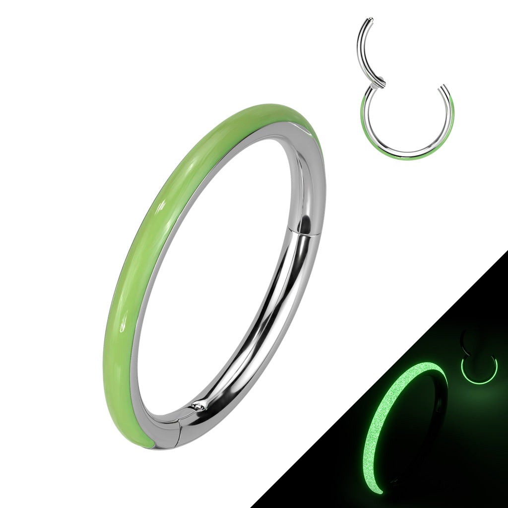 1pc Hinged Segment Ring Glow in the Dark Outer Edge Septum Hoop Helix Daith 16g
