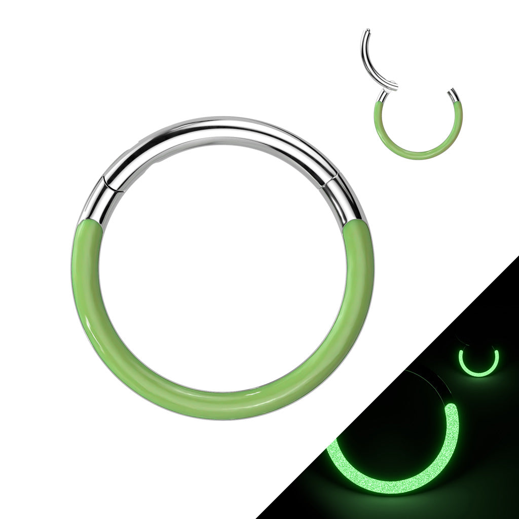 1pc Hinged Segment Ring Glow in the Dark Front Septum Hoop Pride Helix Daith 16g