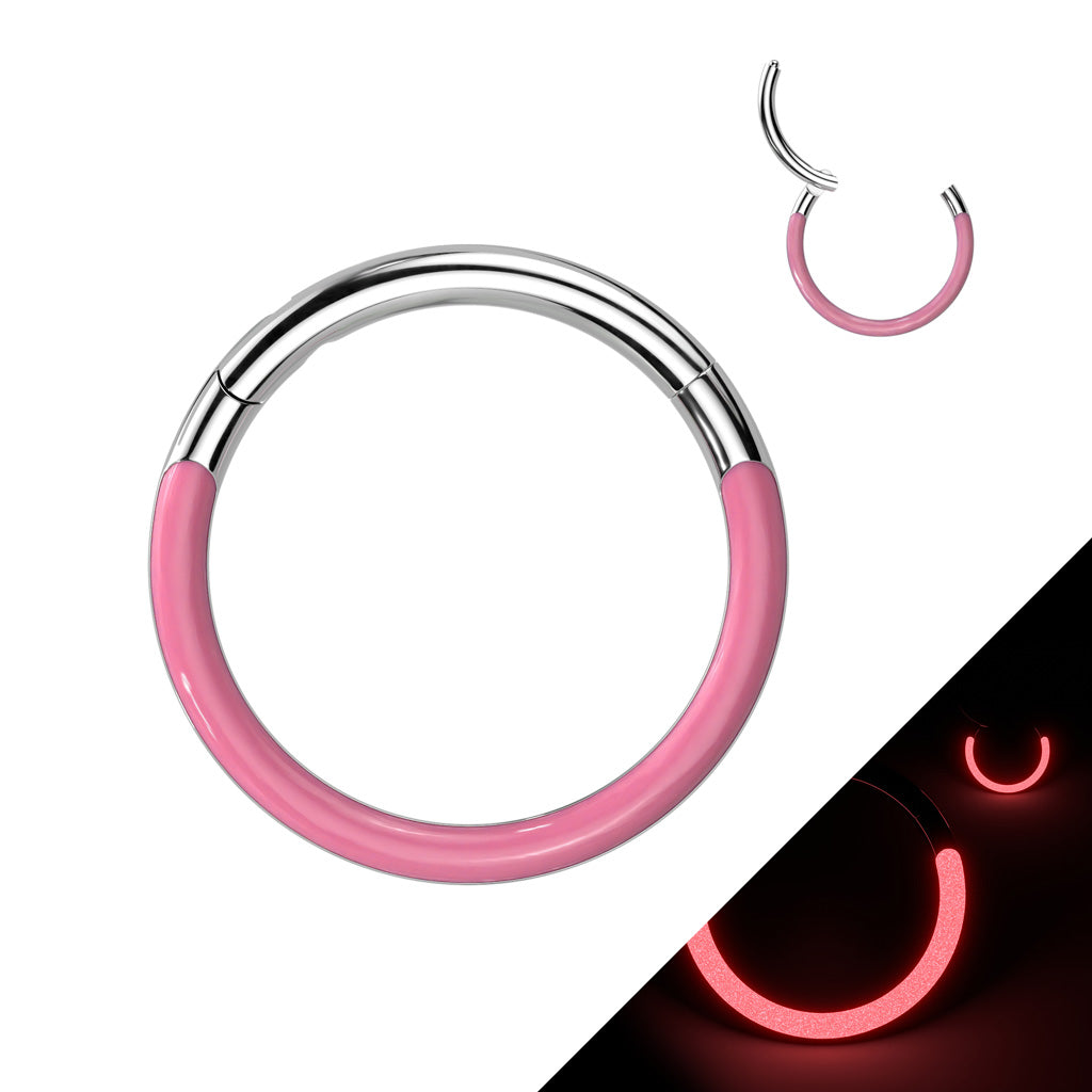 1pc Hinged Segment Ring Glow in the Dark Front Septum Hoop Pride Helix Daith 16g