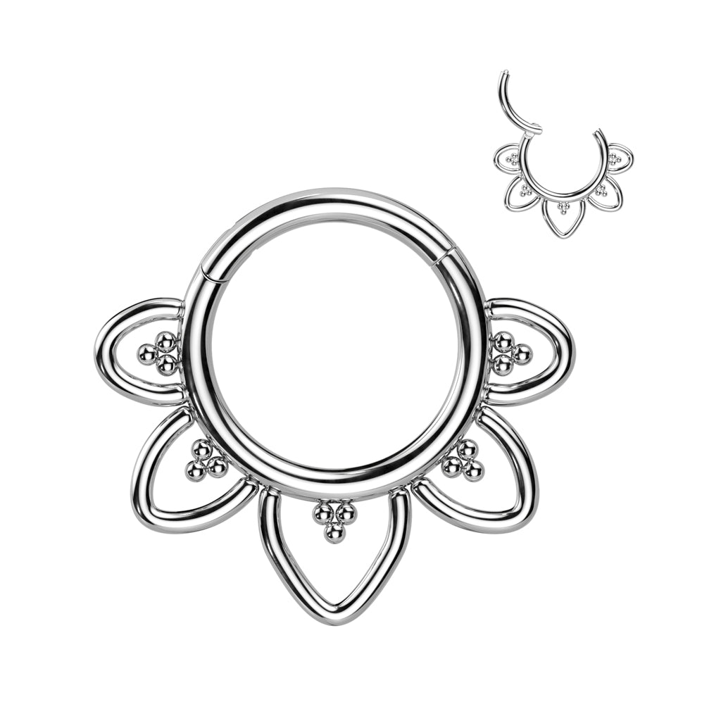 1pc Solid Titanium Filigree Hearts Hinged Segment Ring Helix Cartilage Clicker