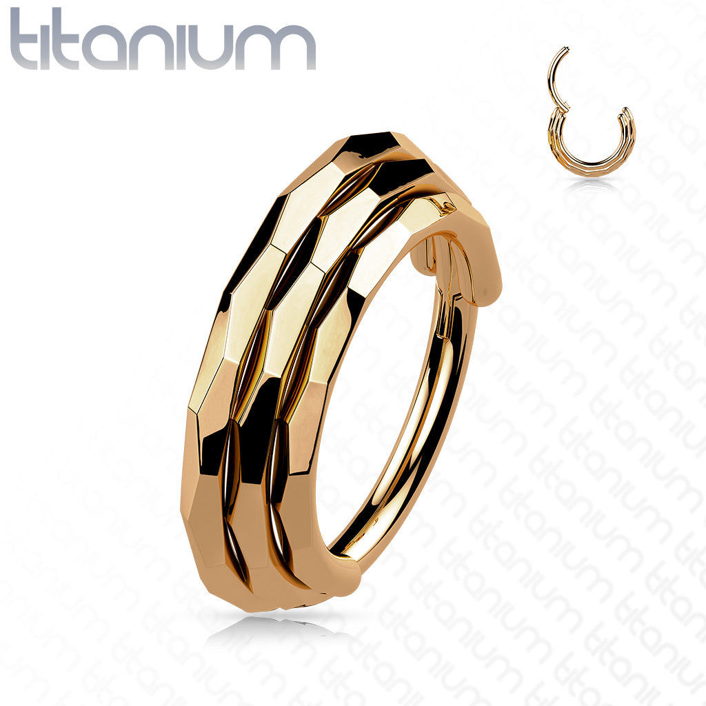 1pc Solid Titanium Triple Line Faceted Hinged Segment Ring Helix Septum Clicker 16g