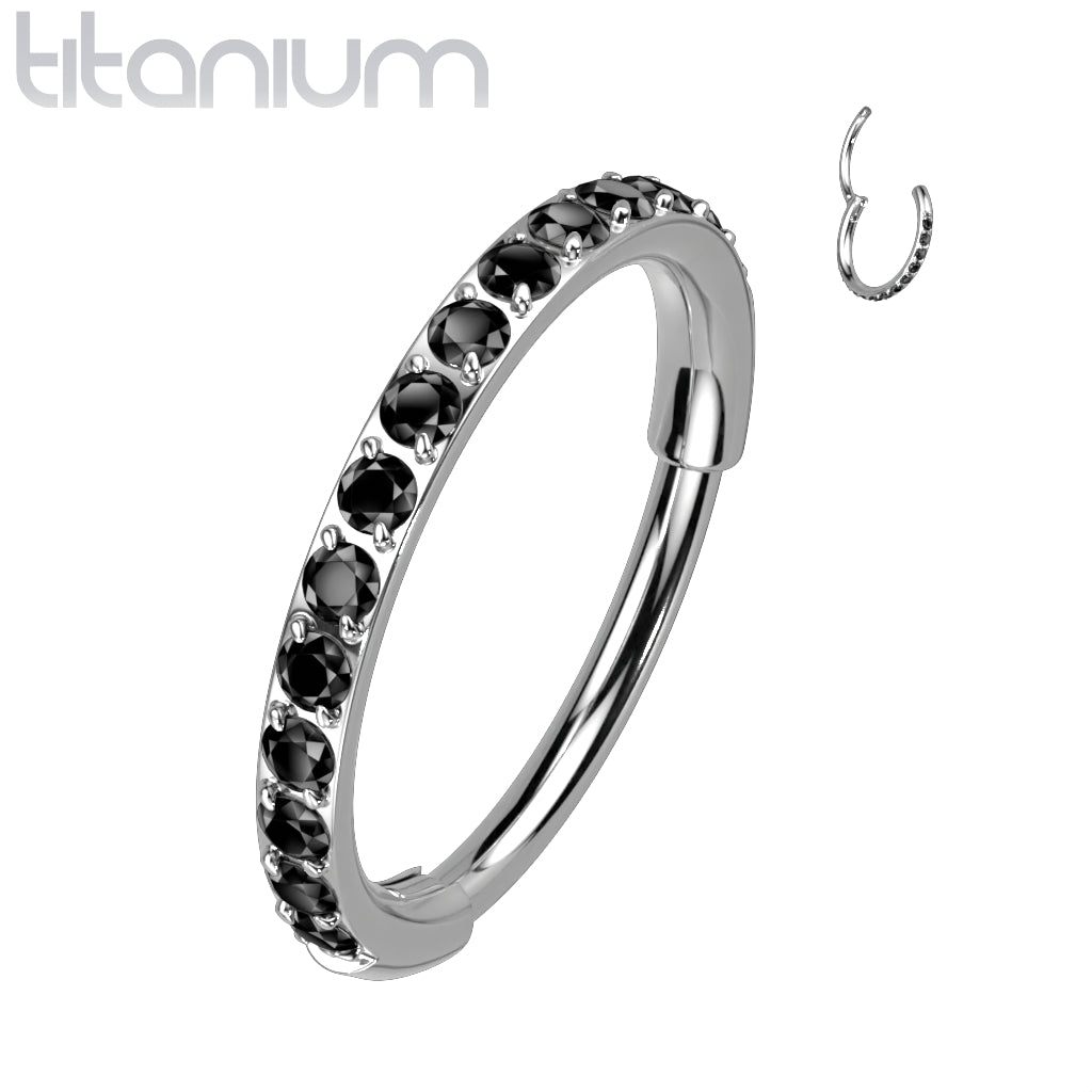 1pc Titanium Paved Outer CZ Gems Hinged Segment Ring Nose Orbital Helix