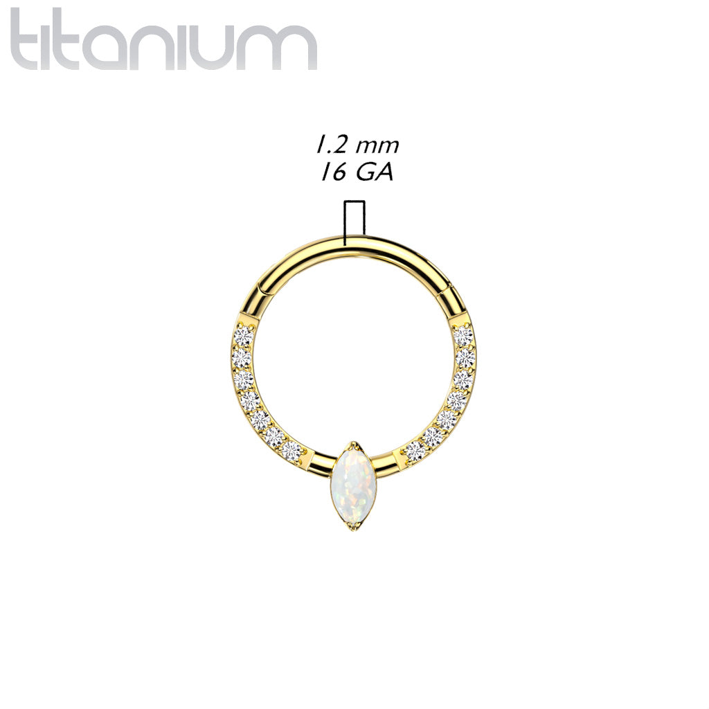 1pc Solid Titanium Hinged Segment Ring Marquise Gem or Opal Helix Septum Clicker