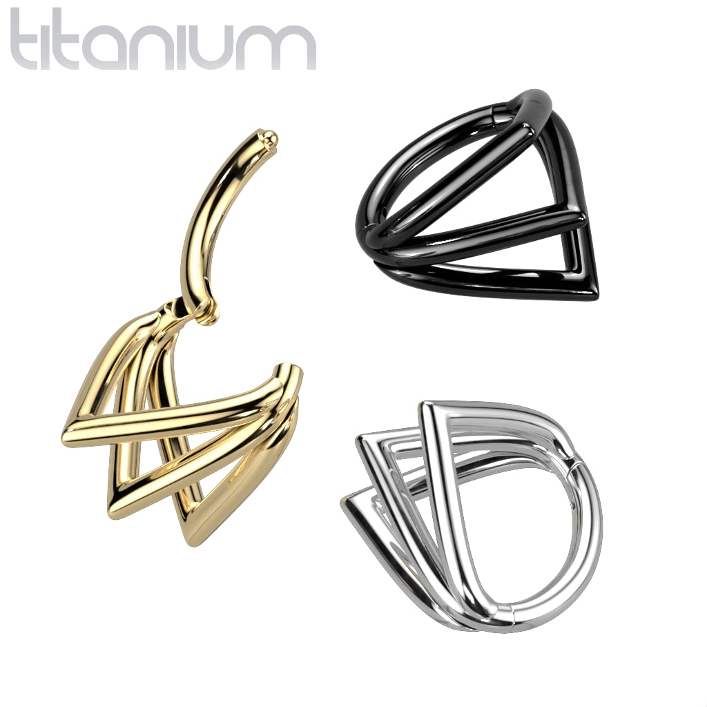 1pc Solid Titanium Triple Chevron Hinged Segment Ring Helix Cartilage Clicker