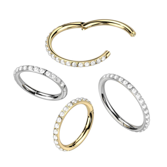 1pc Outer Edge Pearls Titanium Hinged Orbital Helix Septum Ear Cartilage