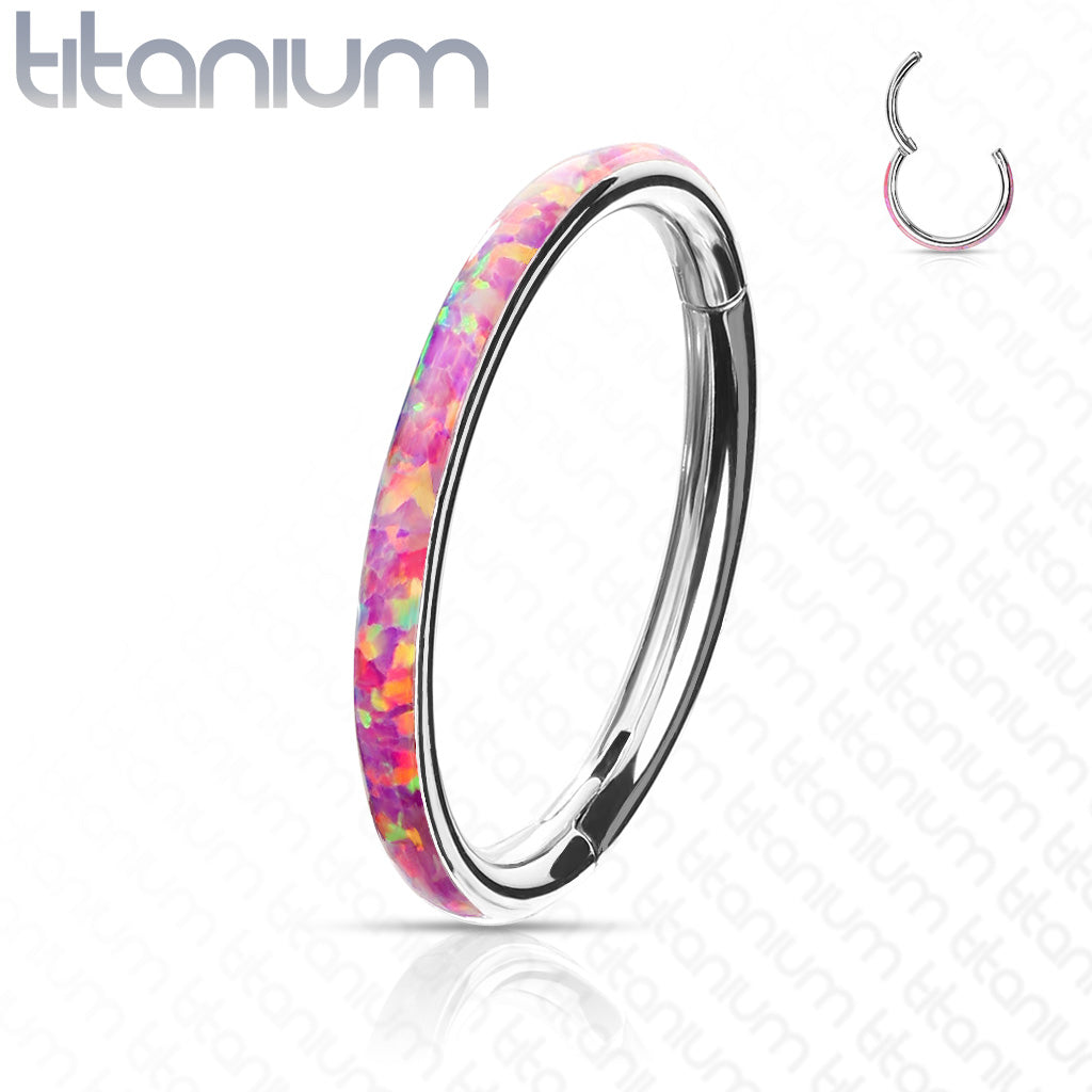 1pc Implant Grade Titanium Opal Outer Edge Hinged Segment Ring Septum Clicker