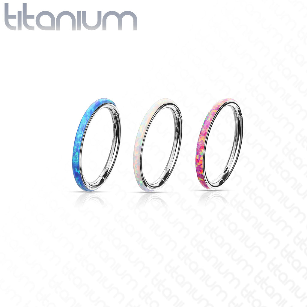 1pc Implant Grade Titanium Opal Outer Edge Hinged Segment Ring Septum Clicker
