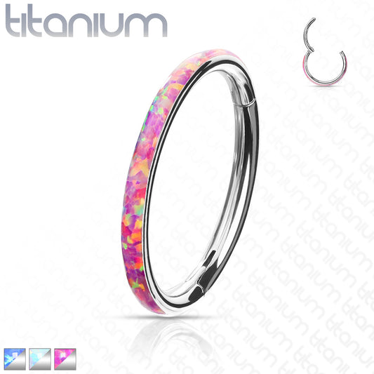 1pc Implant Grade Titanium Opal Outer Edge Hinged Segment Ring Septum Clicker