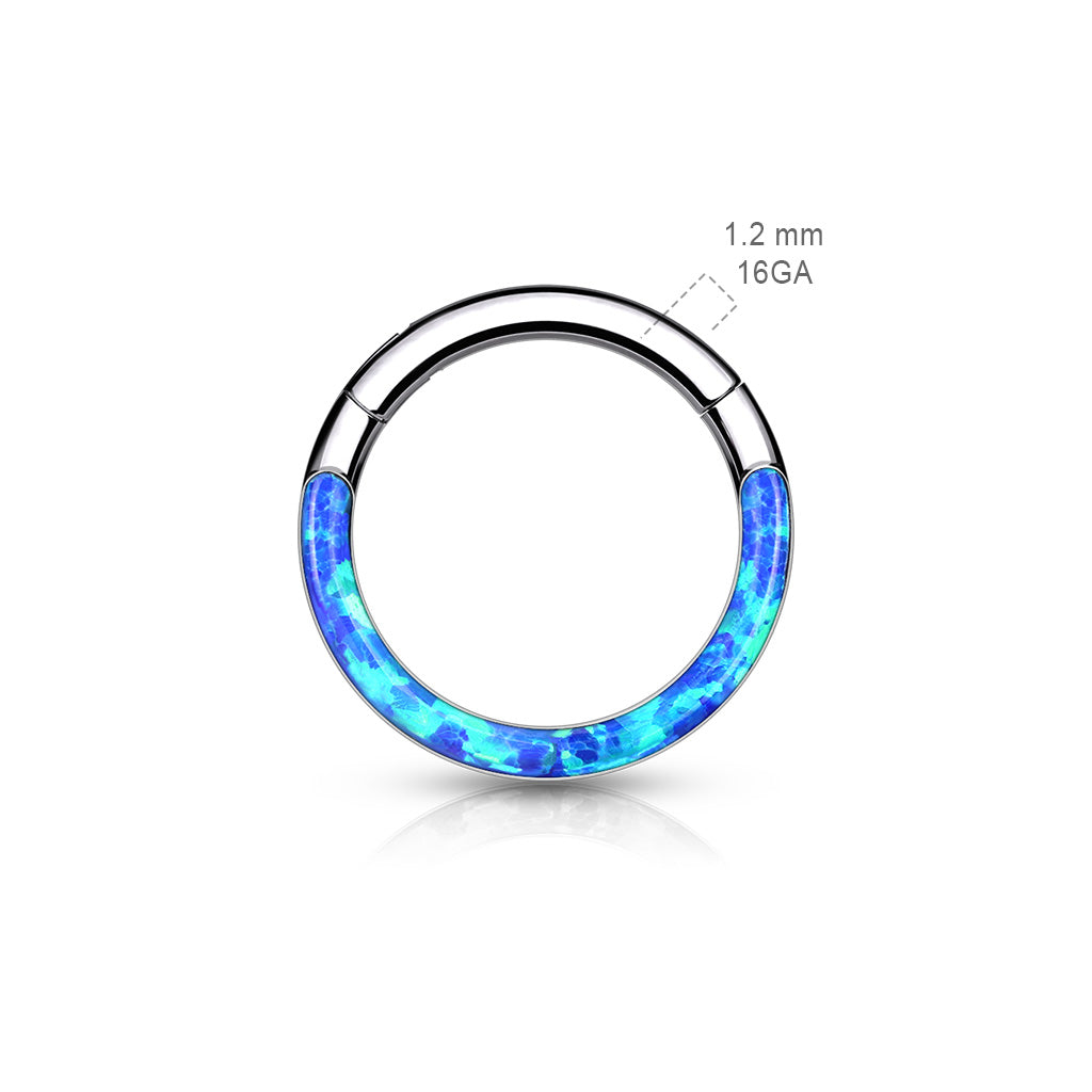 1pc Implant Grade Titanium Opal Front Edge Hinged Segment Ring Daith Hoop Septum Clicker