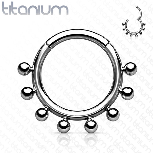 1pc Solid Titanium Eight Beads Hinged Segment Ring Helix Septum Clicker