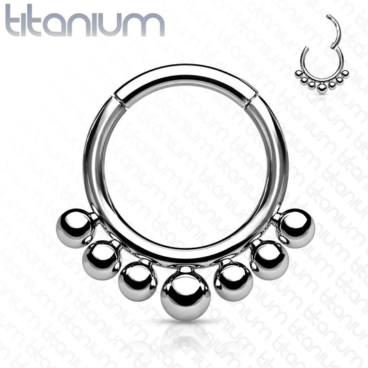 1pc Solid Titanium Seven Beads Hinged Segment Ring Helix Septum Clicker