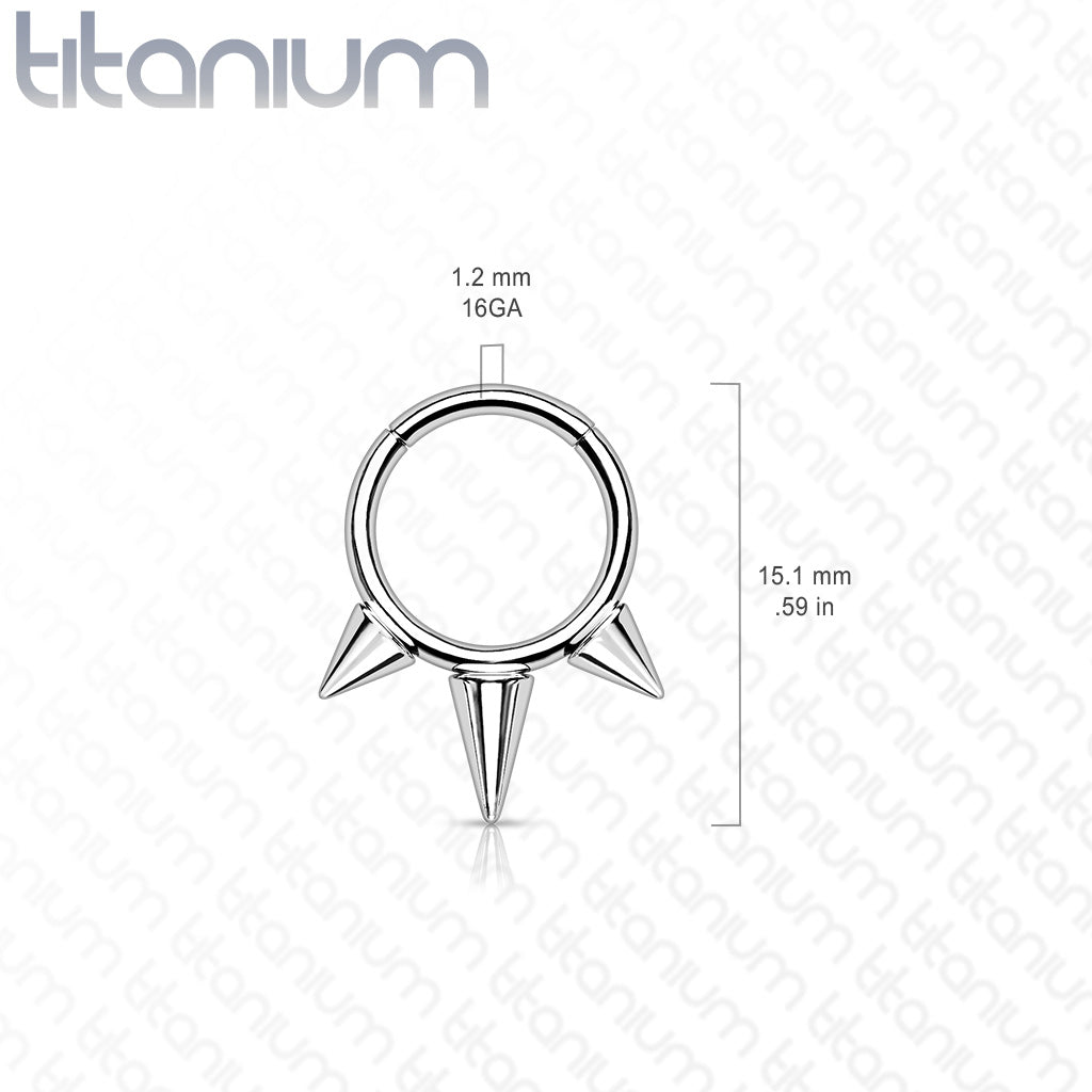 1pc Solid Titanium Three Spikes Hinged Segment Ring Helix Septum Clicker