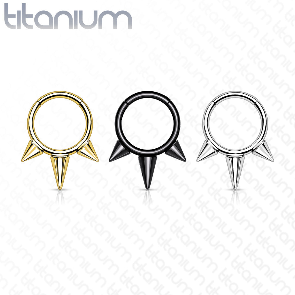 1pc Solid Titanium Three Spikes Hinged Segment Ring Helix Septum Clicker