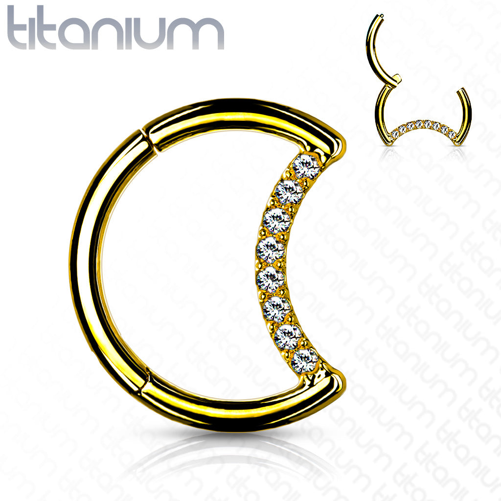 1pc Crescent Moon Hinged Segment Ring Solid Titanium Septum Hoop Helix Daith