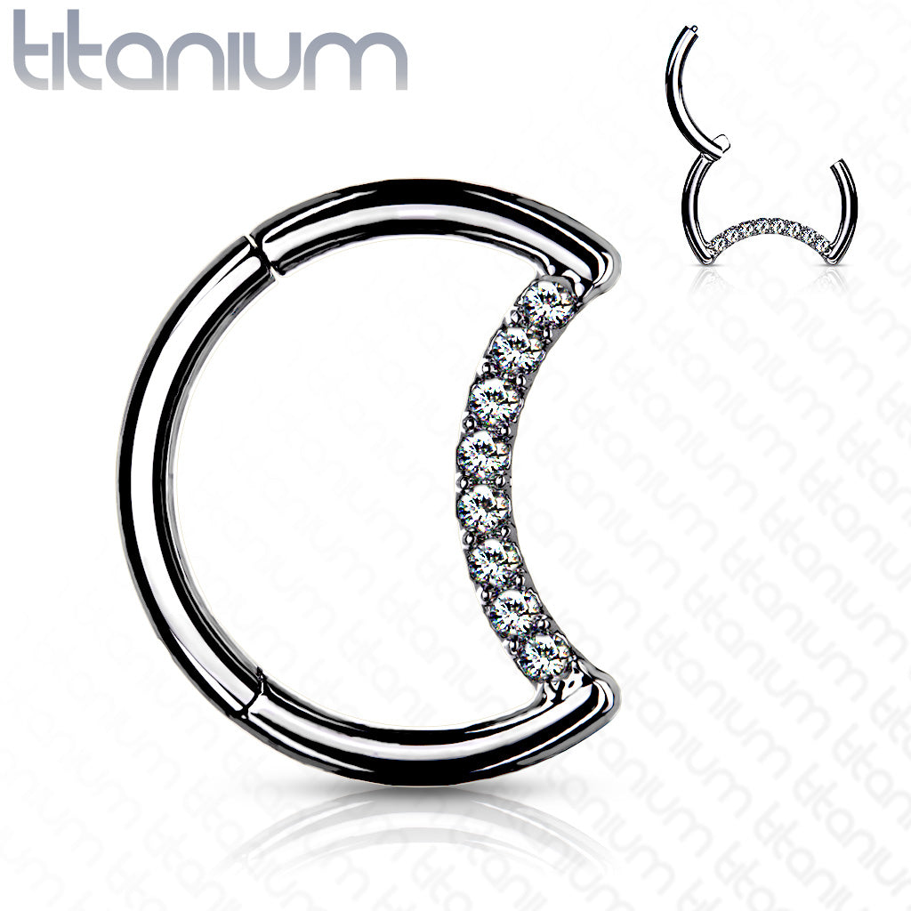 1pc Crescent Moon Hinged Segment Ring Solid Titanium Septum Hoop Helix Daith