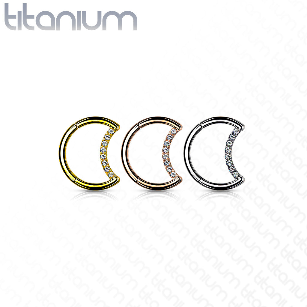 1pc Crescent Moon Hinged Segment Ring Solid Titanium Septum Hoop Helix Daith