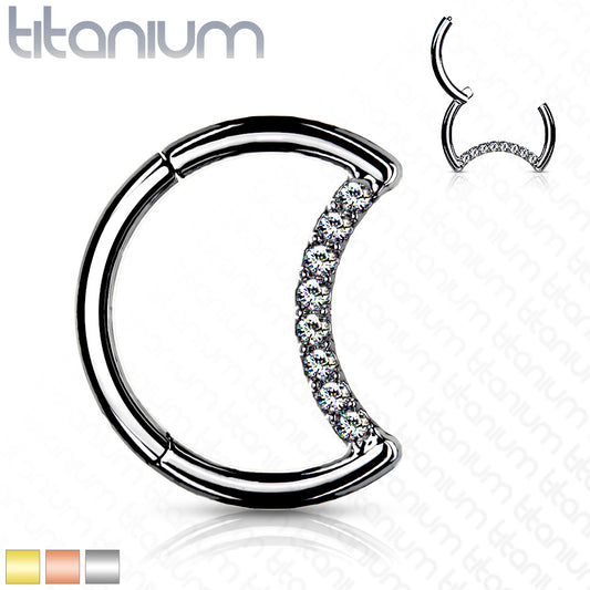 1pc Crescent Moon Hinged Segment Ring Solid Titanium Septum Hoop Helix Daith