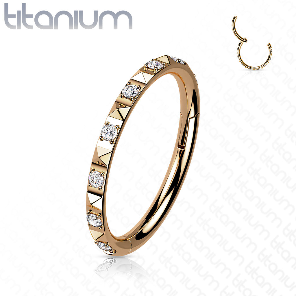 1pc Titanium Outer CZ Gems & Pyramids Hinged Orbital Helix Septum Ear Cartilage