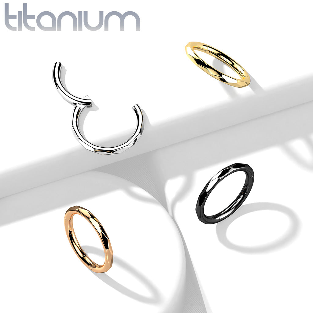 1pc Faceted Hinged Segment Ring Septum Clicker Helix PVD Implant Grade Titanium